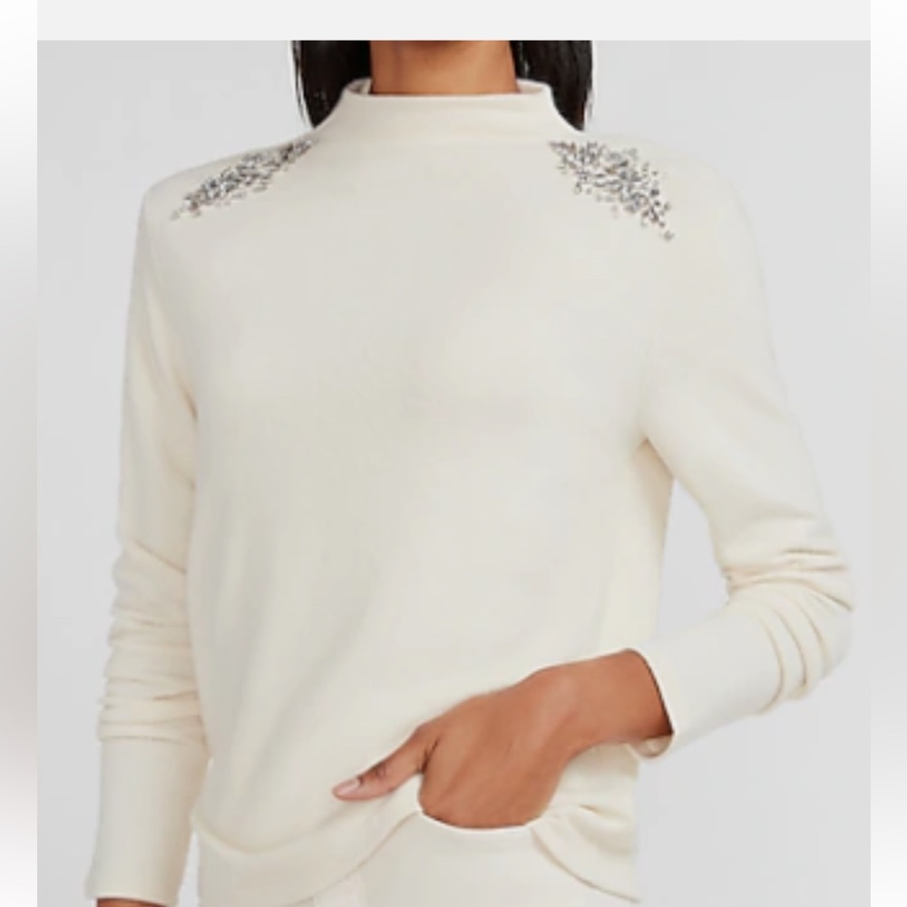 Express rhinestone shoulder mock blouse sweater size XS